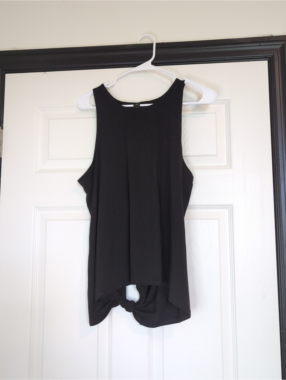 Large black open back yogalicious tank top